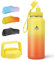 ALongSong Gourde Isotherme 1L Bouteille Thermos Cafe Pour Enfant Femme Homme, Sans BPA, Maintien Froid 48H & Chaud 24H Avec Paille 2 Couvercles - Jaune