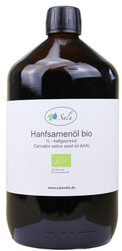 Sala Hanföl Hanfsamenöl kaltgepresst nativ BIO 1 L 1000 ml Glasflasche