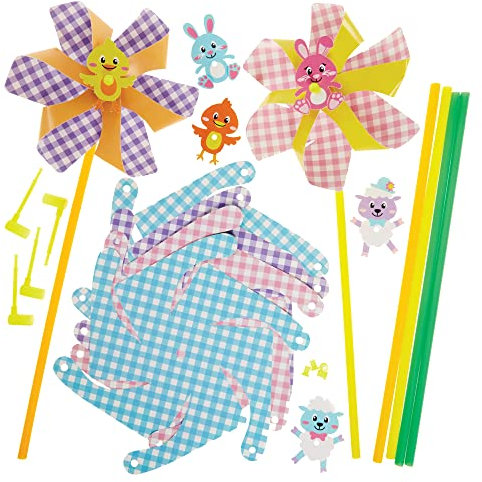 Baker Ross FX539 Oster-Windmühlen-Kits - Packung mit 6, Oster-Bastelbausätze für Kinder