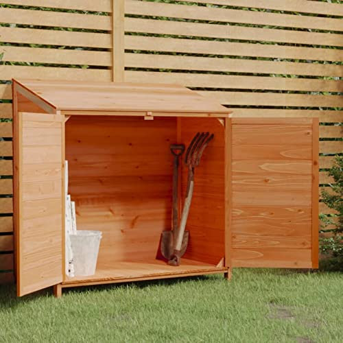 Tidyard Capanno da Giardino in Legno Massello di Abete, Casetta, Casetta per Attrezzi, Capannone per Esterni, 102x52x112 cm, Marrone