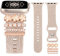 TOYOUTHS Dekorative Ring Armband kompatibel mit Apple Watch Armband Charme 41/40/38/42mm, Damen Glitzer Boho Gravierte Silikon Ersatzarmbänder für iWatch 10/9/8/7/SE/6/5/4/3, Polarstern/Floral