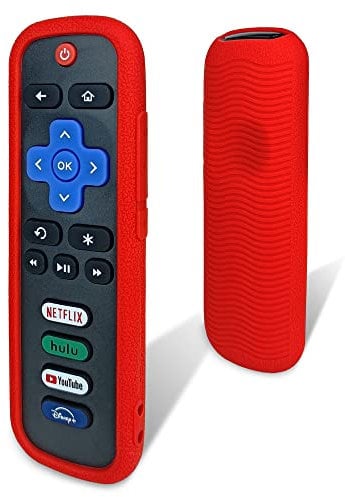 Protective Cover for Roku Remote - Environmentally Friendly Silicone Material, Drop-Proof, Dust-Proof, Washable, Compatible with Most Models of Roku Voice Remote Skin, Roku TV Remote Case (Red)