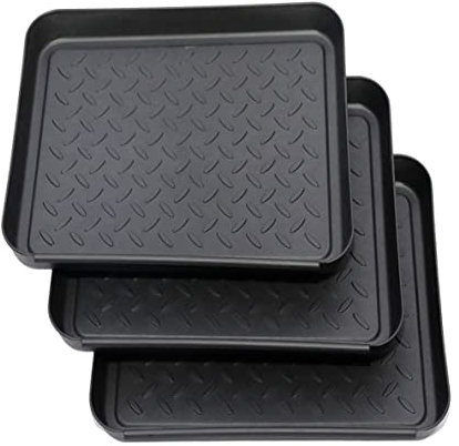 Jorzer Square Boot Tray, 3Pcs Plastic Utility Shoe Mat Drip Trays Waterproof Large Plant Tray Rubber Mats Multi-Purpose for Entryway Floor Protection Indoor and Outdoor Garden Pets
