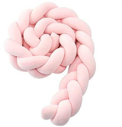 FOUTP 1-Stück gewebter Babykopfstütze, gewebtes Kissen, geknotetes Nest,Baumwollknotenkissen gewebtes Bett, Papierrolle Pflege Pad dekorative Pad, Matratze Sofa Pad 2 Meter (Rosa)