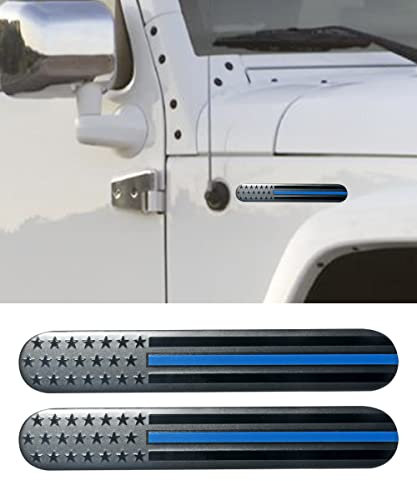 ESEWALAS - 2 adesivi 3D per auto con bandiera americana americana in metallo, emblema per auto e camion, adesivi 3D per paraurti (blu)