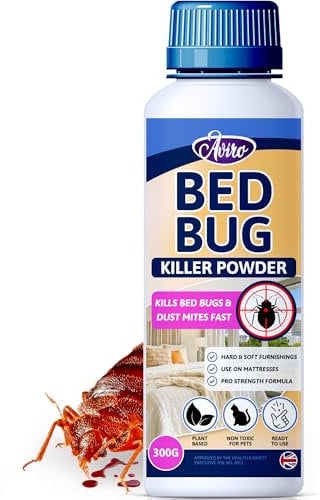 Aviro Bed Bug Killer Powder – Naturally Derived, Approved for Use On Mattresses. Bed Bug & Dust Mite Treatment for Home. Pet-Safe, Non-Toxic Bed Bug Powder for Hard & Soft Surfaces