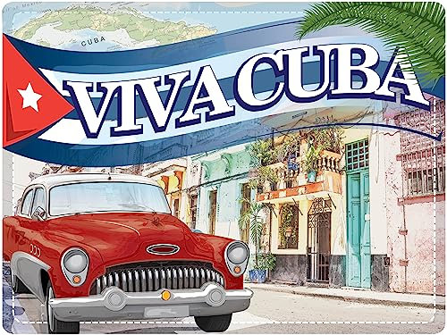 Dodino 30x40cm blechschilder, VIVA CUBA, retro vintage Kuba, nostalgic Schild Viva Oldtimer