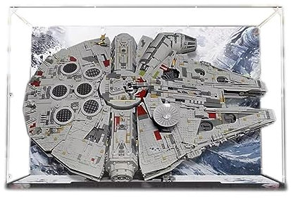 Half Mango Acryl-Vitrine für Lego Star Wars Ultimate Millennium Falcon 75192 Modell – staubdichte Anti-UV-Aufbewahrungsbox - stehender Hintergrund B