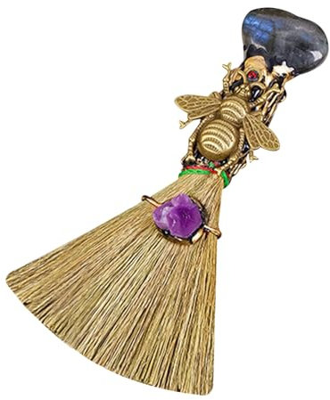 HUNYA Escoba de Altar de Bruja, Adornos de Escoba, Escoba Ritual Wiccan Natural para Decoraciones de Halloween, Colgante de Coche Bonito Hecho a Mano, Varita de, Escoba, decoración