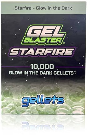 Gel Blaster Starfire 10.000 Gellets - Offizielle Nachfüllmunition für Starfire Gel Blasters - Glow-in-The-Dark UV-aktivierte Leuchtspurgeschosse - Erhöhte Sprengleistung & Genauigkeit, für 14+ Jahre