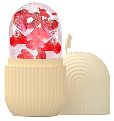 Joyeee Ice Face Roller, Reusable Silicone Mold Face Massage Eye Facial Beauty Skin Care Tools Apply Ice for Shrink Pores Anti Wrinkle Reduce Puffiness Improve Skin Elasticity, Striped, Yellow