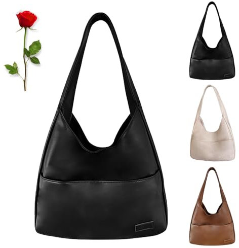Ooomay Maya Shoulder Bag, Women Shoulder Bag, College Tote Leather Hobo Handbag Work Tote Bag Purse (Black)