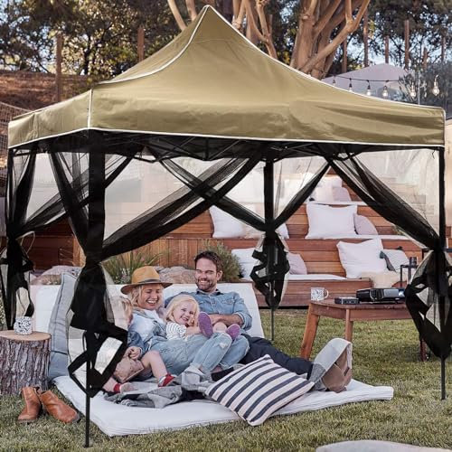 OKYUK Mosquitera para cenador Exterior,Mosquitera Universal de Repuesto para cenador de 12' x 12' (Mosquitera Solamente)(Nuevo Negro, 3.6M*3.6M)