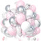 Unisun Globos Rosa Blanco Pastel, 50Piezas Rosa Macarrón Plata Metal Confeti Globo Latex Helio Mujer Niña Revelacion Genero Baby Shower Bautismo Cumpleaño Aniversario Propuesta Despedida Soltera Deco