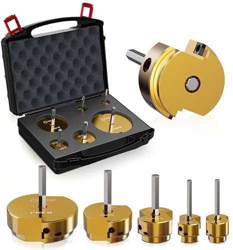Balanced Dual Blade PVC Pipe Reamer Kit 6pcs (3/4inch, 1inch, 1-1/2inch, 2inch, 3inch, 4inch) PVC Fitting Saver, PVC Socket Saver Kit, PVC Reamer Kit, Hub Saver Plumbing Kit Fits into 1/2 Drill