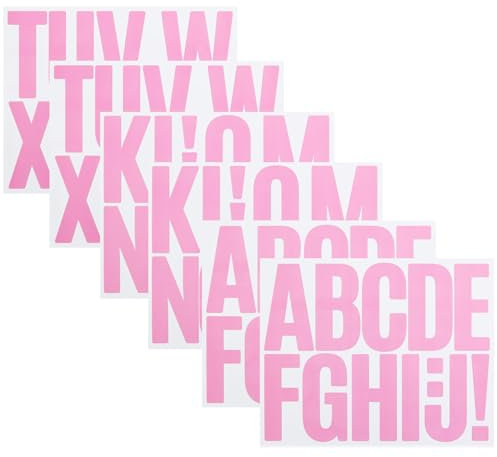 CMBBZZY Lot de 72 autocollants en vinyle alphabet lettres imperméables sans résidus 7,6 cm rose
