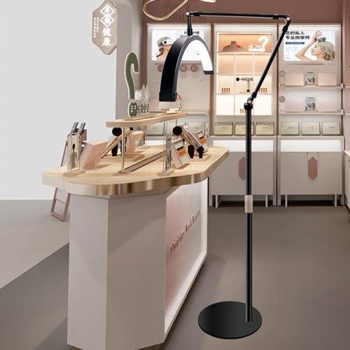 KWPHGLQA LED Beauty Salon Light Lamp 3000-6000K Floor Standing Beauty Light With Phone Holder - Perfect For Lash Extensions, Skincare, And Eyebrow Services - Ideal For Filming Content
