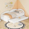 Schlafsofa Einzelbett 90x200, Kinderbett Multifunktionsbett mit ausziehbarem Bett für 2 Kinder, Polsterbett Tagesbett Sofabett Jugendbett Bettgestell mit Lattenrost aus Holz, PU, Ohne Matratze, Weiß