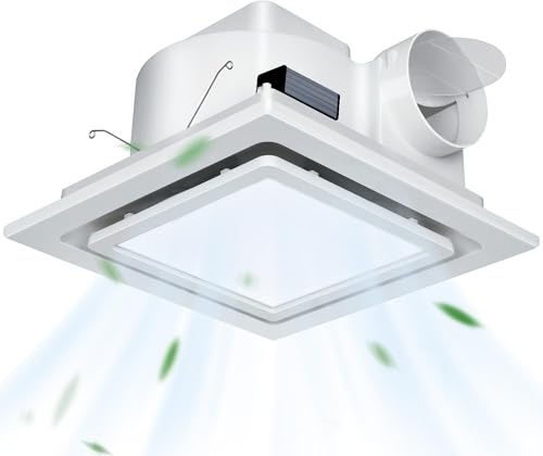 Gopper 12 Ultra Quiet Bathroom Exhaust Fan with 6500K LED Light, 1.0 Sone 120 CFM, 10x10 Mount, 1500 LM Ceiling Ventilation Fan, Energy Efficient (6500K LED-W)