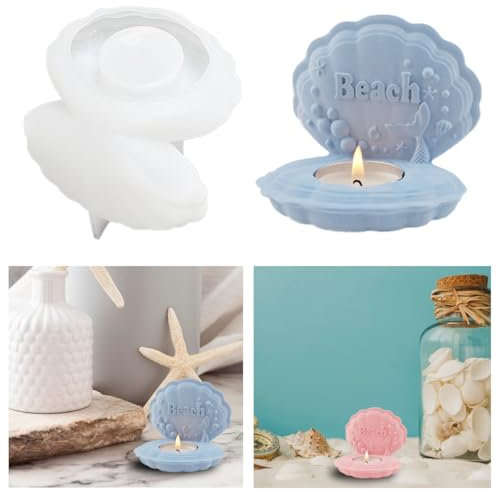 Kerzenhalter Silikonform Teelicht Muscheln Gießform Beton Epoxidharz Schale Gipsform