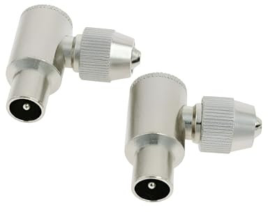 Reulin Adattatori coassiali per antenna TV ad angolo retto, connettori maschio, 2 pezzi