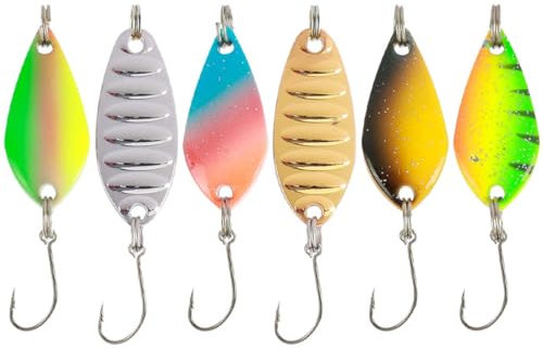 WeddHuis Set da 6 Pezzi di Cucchiai per Trota, Esca per Pesca del Salmone e Barbo (Peso: 2,5 g, Lunghezza: 2,8 cm)