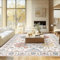 Waschbarer Boho Teppich 200x300cm - Großer Kurzflor Wohnzimmer Teppich - Orientalischer Vintage Design, Weich, Rutschfest für Schlafzimmer, Esszimmer, Küchen