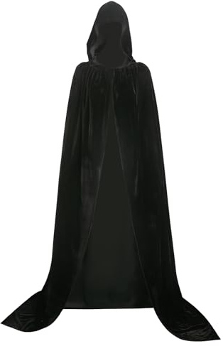Samt Kapuzenumhang Langer Umhang Mittelalter Hexe Zauberer Cosplay Kostüm