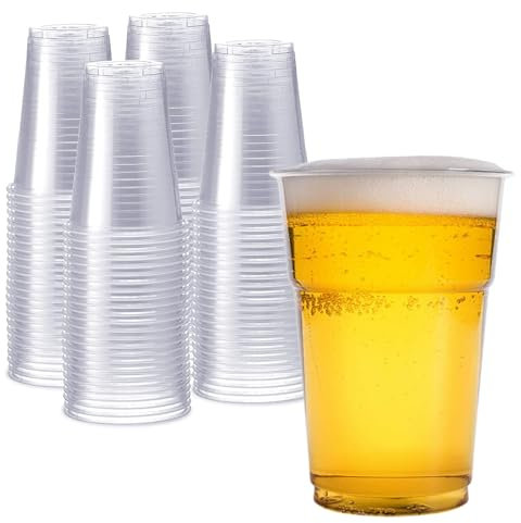 CaterCo Clear Strong Half Pint Cups 50 Pack (10oz / 284ml) Disposable Plastic 1/2 Beer Pints Cup Eco-Friendly Recycle Hard for Party Event and Takeaway Beer Reusable Disposables (10oz - 50 Pack)