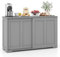 TANGZON Kitchen Sideboard, Buffet Cabinet with Sliding Doors and Adjustable Shelf, Wooden Storage Cupboard Unit for Living Room, Dining Room and Hallway (without glass, Grey)