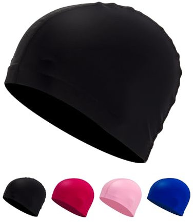 Bonnet de Bain Homme et Femme : Confortable, Durable et à Haute Élasticité (Noir)