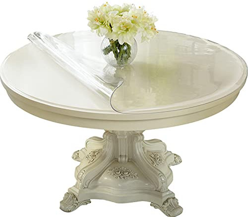 MYXJX nappes Nappes/Nappe en Verre Souple résistante à l'huile, for hôtel/Salle à Manger/Table Basse de Patio de Jardin, Facile à Entretenir, Couverture de Table sans Odeur(Diameter 140cm(55 inch))