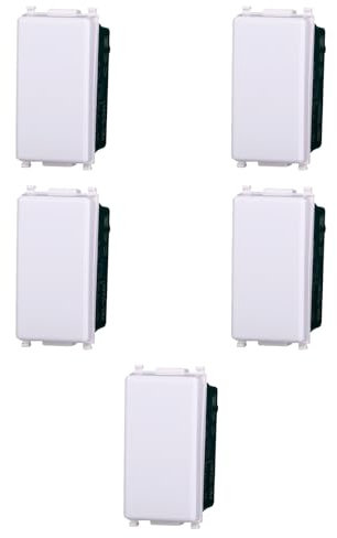 5x Pulsante 16A, Moduli Bianchi, Compatibile Con Vimar Plana, frutti, interruttori, pulsanti, deviatori, dimmer, sensori, PIR, buzzer, Per Placche originali e compatibili