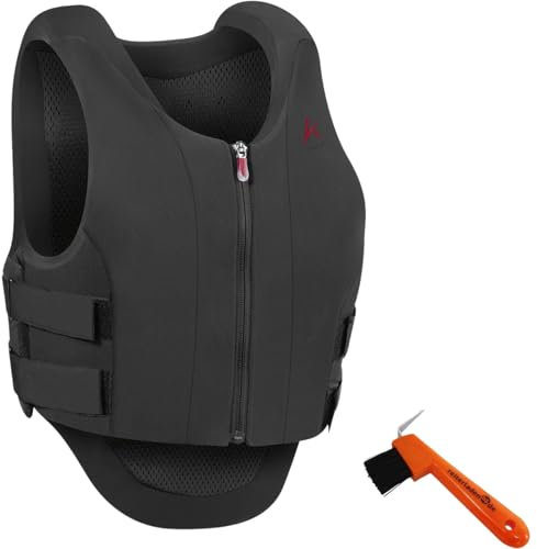 RL24 - Sicherheitsweste Safety Vest Ultra Fit Vario von Komperdell – Rückenprotektor mit Frontzip – Protektorenweste in Schwarz – Unisex Schutzweste inkl. MagicBrush Edition – Gr. M