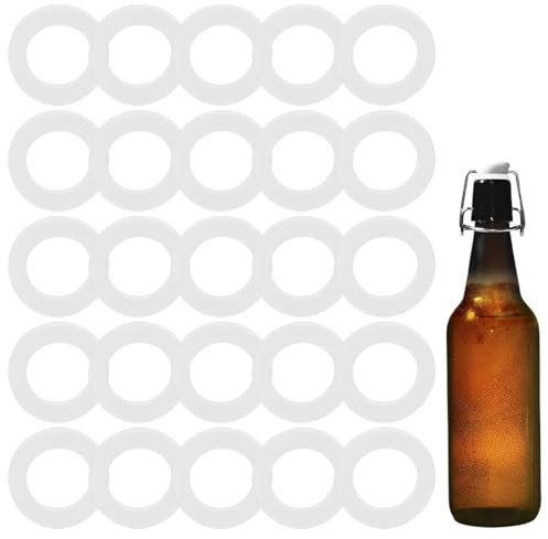XOXVURI 25 Stück Silicone Rubber Sealing Washers Soulbottle Gummidichtung For Swing Flip Bottles Swing Upper Washers Leak-Proof Seals Compatible With Grolsch Bottles Brewing Bottles Sealing Insert