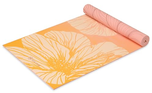 Gaiam Yogamatte – Premium 6 mm Druck beidseitig extra dick rutschfest für alle Arten von Yoga, Pilates & Bodenübungen (172,7 cm x 61 cm x 6 mm dick)