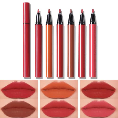 Miss Demi 6Pcs Liquid Lip Liner Stain Pen Set, Longwear, Waterproof and Smudge-Proof, Provides Exceptional Lip,Natural Ingredients, Lasting All-Day Wear, Rose Color. (01, Color)