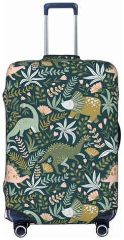 OAZCVBNN Niedlicher Dinosaurier-Druck, einzigartige Kofferabdeckung, Reisegepäckhülle mit elastischem, kratzfestem Design, Schwarz , M