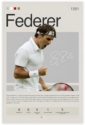 KBGDFSDF Roger Federer Poster (6) Leinwand Poster Schlafzimmer Dekor Landschaft Dekor Geschenk 30 x 45 cm