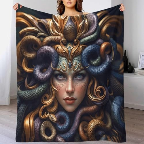 Kuscheldecke Flauschig GorgonMedusa Decke Sofa 60x80inch(150x200cm) Für 4 Jahreszeiten - Weich/Warm/Leicht Sofadecke Wohndecke Couchdecke Für Sofa/Bett/Couch, Flanell Fleecedecke Stheno