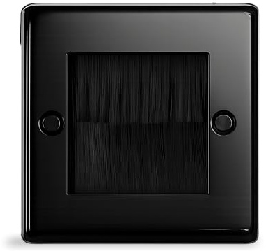 Evoges Black Brush 1 Gang Wall Outlet Entry Plate, Pack of 1