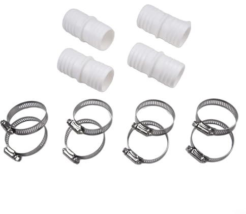 Poolschlauchverbinder mit 38 mm Edelstahl-Schlauchschellen, Adapter für Gartenschlauch, Poolsauger und Tauchpumpen (4+8)