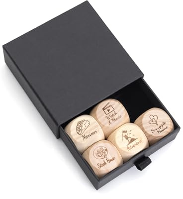 MarHermoso Dadi per appuntamenti notturni per coppie romantico gioco decisionale con opzioni di massaggio cuoco, divertenti dadi in legno per anniversario, regalo di San Valentino per lui e lei