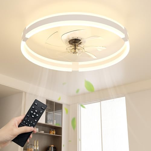 NIORSUN 50cm Ceiling Fan with Light, Ceiling Fan Light with Remote, White | 3000K-6500K Dimmable Fan Lights Ceiling for Bedroom,6 Speeds Light Fan Ceiling,Quiet Smart Modern LED Ceiling Fan with Lights