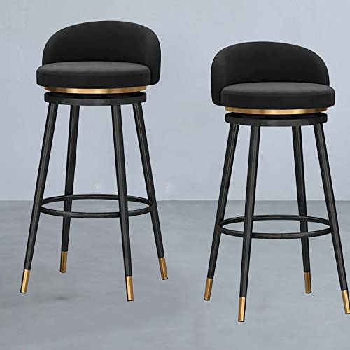 Barhocker-Set mit Rückenlehne und Metall-Fußstütze für Küche, Theke, Insel