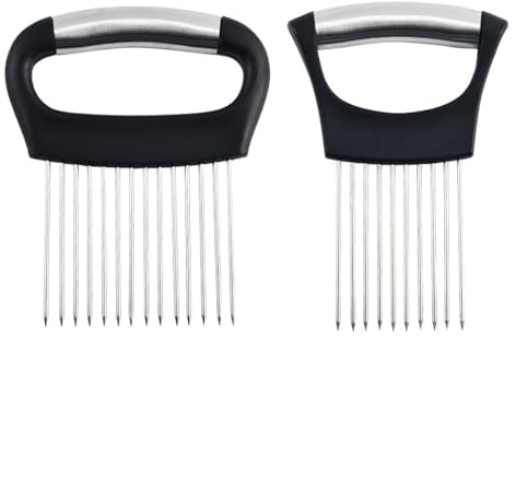 2 PCS Onion Holder for Slicing, Onion Slicer Set with Round and Hand-Shaped Handles, Vegetable Chopper and Kitchen Gadget for Efficient Meal Preparation, for Vegetable, Fruit, Potato