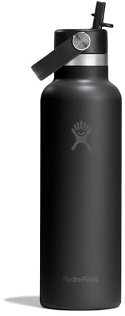Hydro Flask – Standard Flex Straw Cap 621 ml (21 oz) Bottle | Edelstahl, auslaufsicher, passend für Getränkehalter – Kalt 24 Std. isoliert – Black