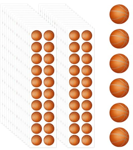 Auroriel 600 Stück Kleine Basketball Sticker Aus Vinyl Mini Sportball Aufkleber Für Trinkflasche Winzige Abziehbilder Für Kinder Jungen Party Gastgeschenk Vorrat