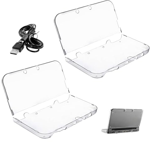 Schutzhülle 2 pcs, Schutzhülle für New 3DS XL LL Hartschale, Für 3ds XL Ultra-Transparent, mit Transparente PC-Kristallhüllen + 1 USB-Ladekabel, Aus Kristall für den täglichen Gebrauch geeignet