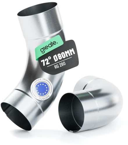 greate Fallrohrbogen verzinkt 72° Neigung & 80 mm Durchmesser mit Muffe | 2x Fallrohr Bogen für eine einfache Steckmontage - Rohrbogen als Dachrinnen Zubehör - Regenwasserablauf - Regenfallrohr
